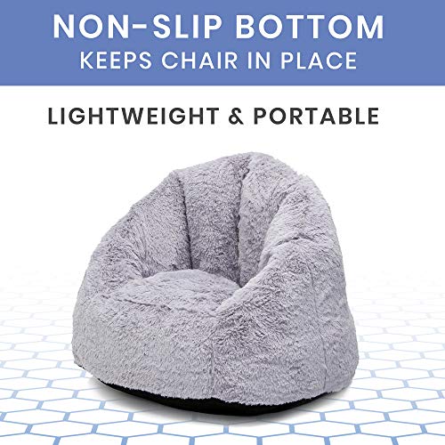 Delta Children Cozee Fluffy Chair and Bamboo Lap Desk Set, Kid Size Chair for Kids Up to 10 Years, Fits Up to 15.6", Laptops & Most Tablets, Ideal for Homework, Travel & More, Grey
