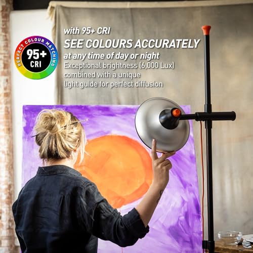Daylight Artist Studio Lamp 2-6,000 Lux LED with 95+ CRI, 24cm Wide Shade
