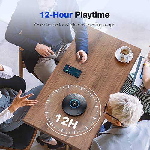 Bluetooth Speakerphone - eMeet M2 Max Professional Conference Speaker and 4 Directional Mics for up to 15 People Business Conference Calls High Volume Noise Reduction Daisy Chain Dongle Home Office