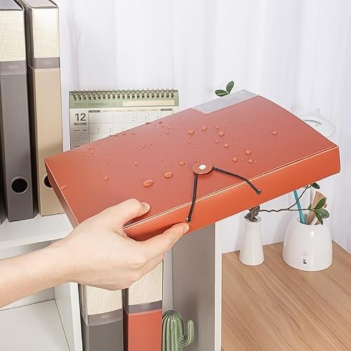 Filing Envelopes 3 Pcs Thickened File Box Large Capacity A4 Folder with Rope Buckle Information File Organizer for Office, School, Hospitals Plastic Folders(Black)