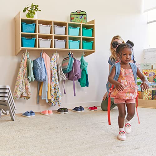ECR4Kids 10-Section Hanging Coat Locker with Shelf and 10 Scoop Front Bins, Cubby Storage, Contemporary