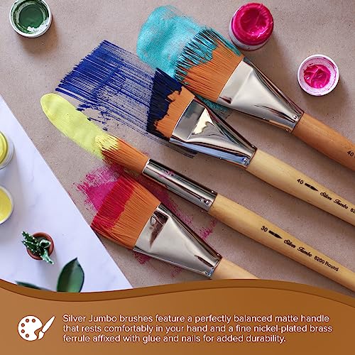 Silver Brush Limited Silver Jumbo Golden Taklon Angle Paintbrush, Size 50