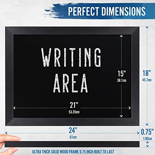 HBCY Creations 18" x 24" Rustic Black Solid Wood Frame Wall Chalkboard, Magnetic Surface, Home Décor, Restaurant & Café Menus, Blackboard, Includes Chalk, Eraser & Hanging Hardware