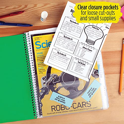 Five Star Interactive Notetaking Spiral Notebooks, 3 Pack, 1 Subject, College Ruled Paper, 11" x 8-1/2", 100 Sheets, Black, Green, Purple (820017-ECM)