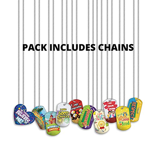 Brag Tag Value Pack to Encourage & Support Positive Classroom Student Behavior: 250 Tags (25 Tags for Each Shape) + 75 USA-Made 24" Hypoallergenic Aluminum Safety Chains