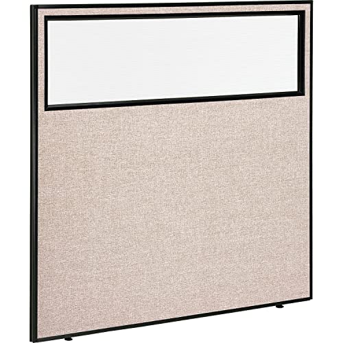 Global Industrial Office Partition Panel with Partial Window, 60-1/4"W x 60" H, Tan
