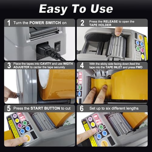 Ribbon Cutting Machine, Automatic Tape Dispenser Cutting 6-60mm Width 999mm Max Cutting Length, Electric Tape Cutting Machine for Office Shipping, Businesses, Home Use