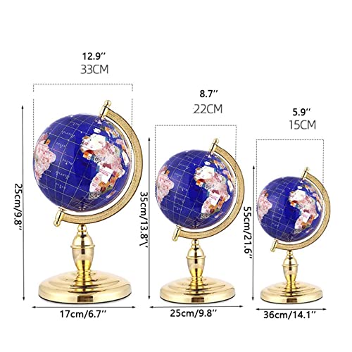 KUddYYKi World Globe 360°Rotating Globe with Gold Aluminum Alloy Stand Globes Unique Art Gems World Globe Desktop Hd Geographic Globes More Stable