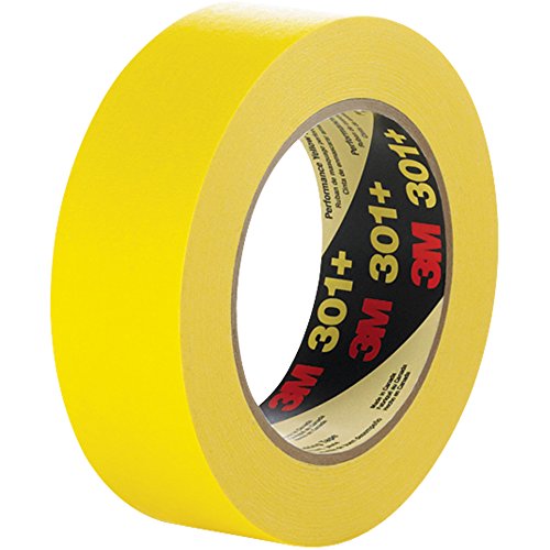 Boxes Fast 301+ Masking Tape, 6.3 Mil, 1 1/2' x 60 yds, Yellow, 12/Case, 3M Stock# 7000124890
