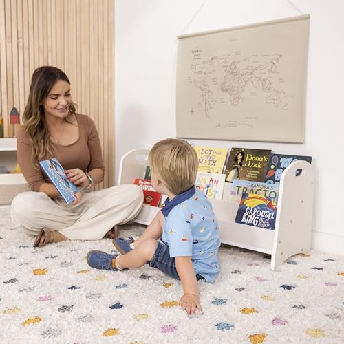 ECR4Kids 3-Shelf Floor Book Display with Handles, 36in, Childrens Furniture, White Wash