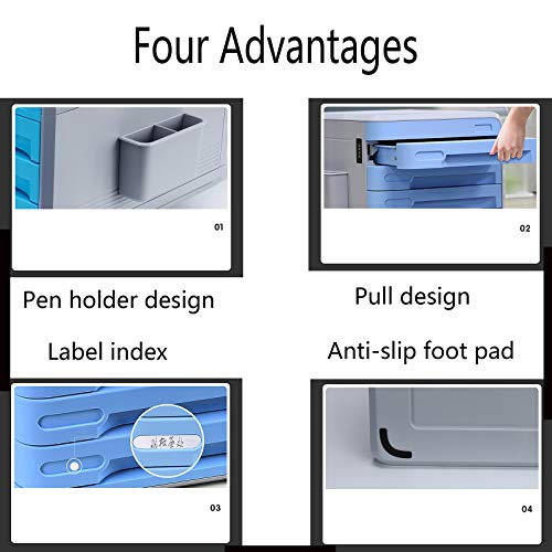 noxozoqm Flat File Cabinet, Drawer Organizer 4-Layers Lockable Environmentally Friendly Plastic-Yellow/Orange, with Digital Code Lock (Color : Orange)