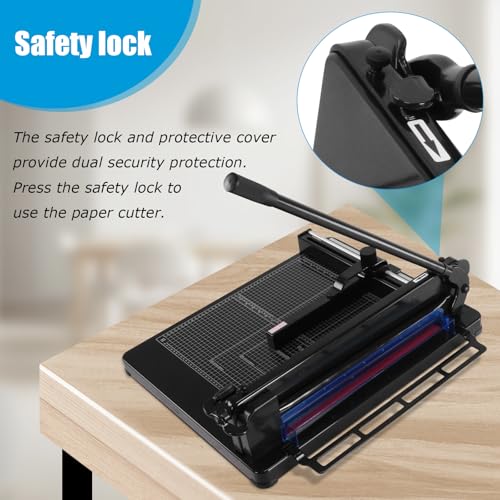 ALINUOYQ 17inch Guillotine Paper Cutter, Heavy Duty Paper Trimmer with Double Safety Protection, Stack Cards Trimmer Solid Steel with Rubber Foot Pads 400 Sheets Capacity for Classroom Crafting