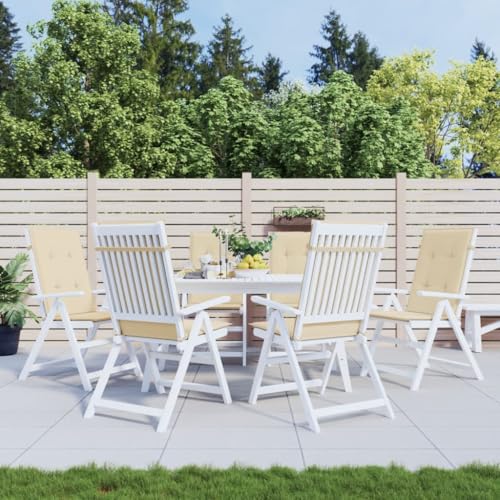 KUTYWEXFM Set of 6 High Back Chair Cushions Beige Outdoor Patio Seat Pads