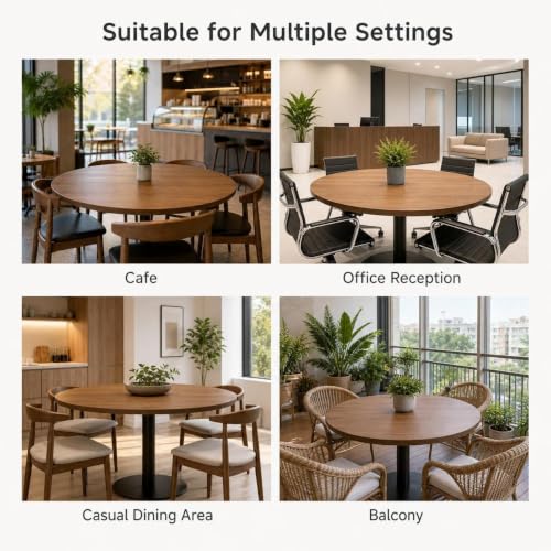 RIXNOMA Round Conference Table, Modern Wooden Office Table with Sturdy Wood Base, Compact Business Meeting for Office Conference Rooms and Small Spaces