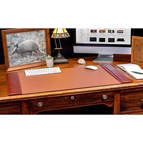 DACASSO Leather Desk Pad with Side Rails - Luxury Leather Desk Blotter for Writing - Executive Desk Surface Protector - (Mocha, 34 x 20)
