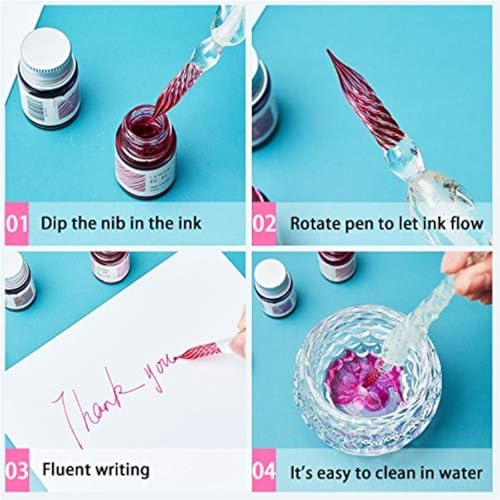 Suojim Glass Dip Pen 3Pieces Handmade Glass Dip Pen High Borosilicate Elegant Crystal for Writing Drawing Sigtures Calligraphy