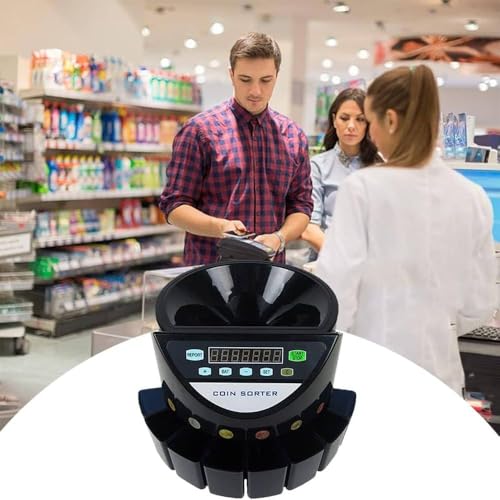 YXCUSAM Coin Counter, Automatic Electronic Coin Counting Machine,Batch Counting Coin Counter Sorter, for School (Black)