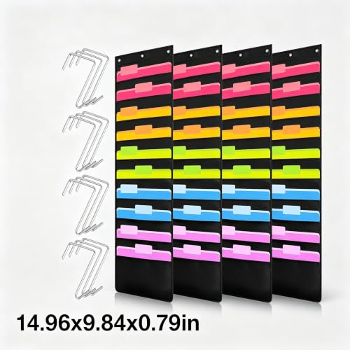 Yenrt 4 Pack Hanging Wall File Organizer with Door 10 Pocket