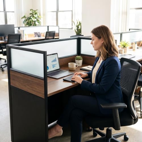 Gguileb Cubicle Desk with Privacy Partitions (1 Person, w/cab.)