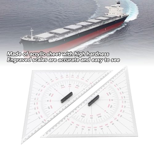 Chart Drawing Triangle Ruler,Precise Scale Transparent 300mm Acrylic Marine Navigation Parallel