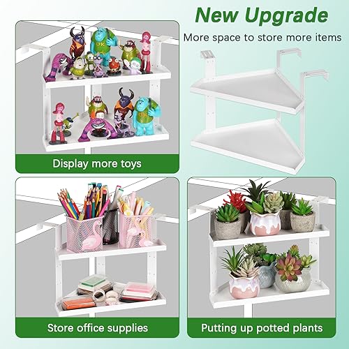 11 Inch 2-Tier Hanging Cubicle Shelf with Adjustable Hooks, Metal Organizer