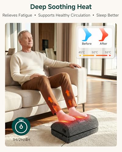 Snailax Heated Foot Rest Under Desk at Work, Ergonomic Vibration Foot Stool