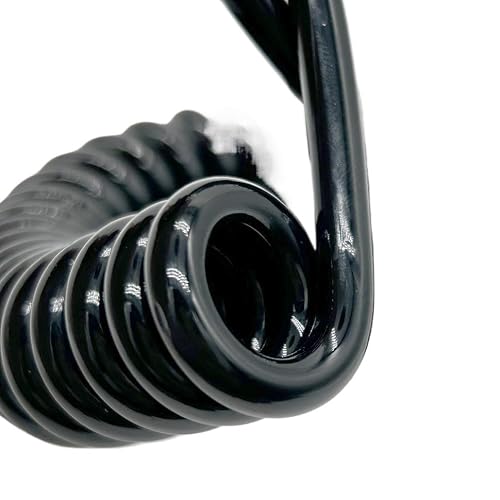 Coiled Curly Mains Flex Multicored Cable 5 Meters 14 Cores 14-24AWG Black