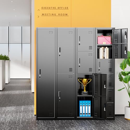 INTERGREAT 6-Door Metal Employee Lockers for Office, School & Gym,Steel Locker for Employees,Black