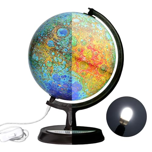Mapsoft Guide Illuminated Topography Moon Globe, 24cm/9.5", MTI-24