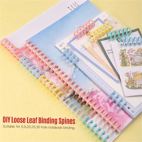 Binder Rings 50pcs Plastic 30-Hole Loose Leaf Binders Ring Binding Spines Combs 85 Sheets Capacity for DIY Paper Notebook Album(White)