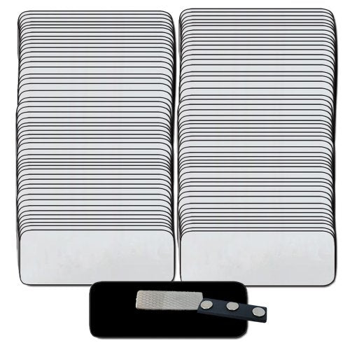 Magnetic Name Tags/Badges with Super Strong Magnetic Fasteners UNATTACHED - 100 Pack Kit Includes Crystal Clear Gloss Printable Labels - Silve Name Badges with 1/4th Rounded Corners 1.25 X 3 Inch