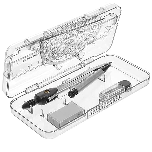OREKPOT Compass Geometry Tool Geometry Set with, Ruler Set, Clear Protractor Set and Math Compasses, Geometry Drawing Compasses Set, Drawing Tools Set for Students Drafting Tools G
