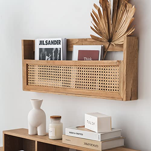 BOOMALTU Wood Desk Organizer,Wood Wall Mounted Hanging Document Filing Organizer,Magazine Rack,Mail Holder Organizer 11.8 H X 31.5 L X3.5 W inches