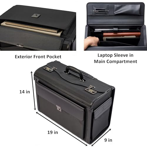 HAMMER ANVIL 19 Wheeled Briefcase Rolling Case Sales Sample Pilot Lawyer Attache Black Ballistic Nylon