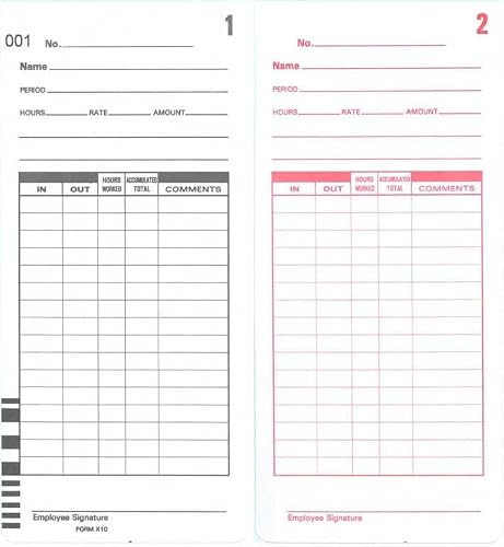 1000 Compumatic X10 Time Cards for XL1000 and XL1000e