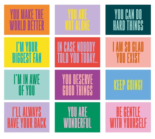 Great Big Wonderful Encouragement Card Pack - Set of 24 - Bold Bright Modern - Spirituality Positivity Any Occasion - 2 of Each With Envelopes