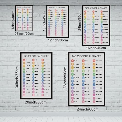 wangpaihui MORSE CODE POSTER Morse Alphabet Chart for Homeschool Classroom Poster Educational Canvas for Classroom School Therapy Room Black Frame24 L X 36" W