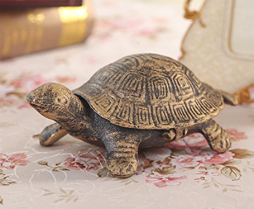 Greek Art Garden Decoration Turtle Cast Iron Key Hider Stone Diversion Safe Key Outside Hider Hide-A-Key Holder Safely Hiding your Spare Keys for Outdoor Garden or Yard, Geocaching