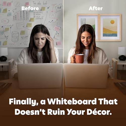 Dry Erase Board with Photo Frame Cover - Magnetic Whiteboard for Wall Hidden Behind Picture, Vision Board 15x24 for Home Office, Kitchen Family Planner with Markers Included