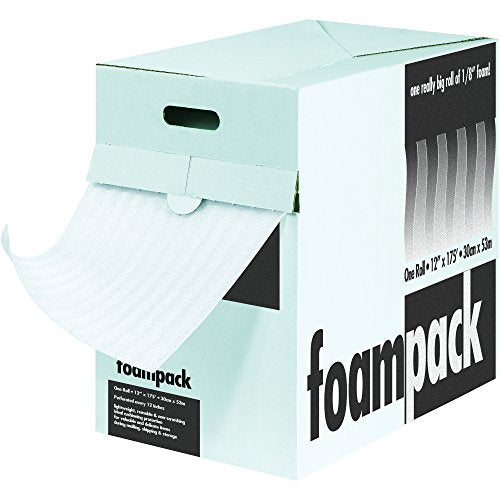 Ship Now Supply SNFD1412MS Cushion Foam Dispenser Pack for Moving and Packing, 0.25" Height, 1020" Length, 12" Width, 1/4" Bubble Height, White