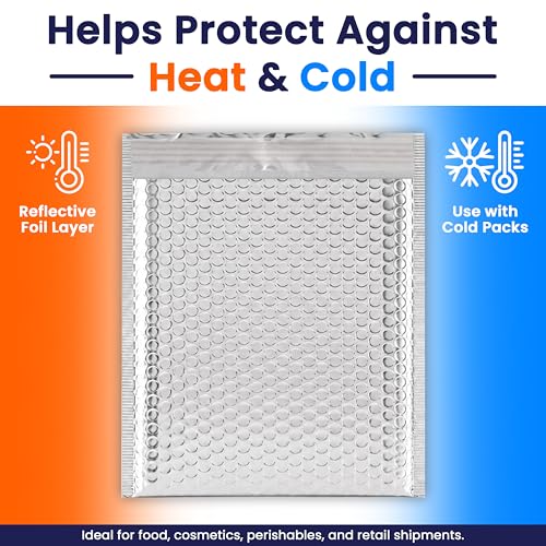 Waterproof Self-Seal Insulated Foil Thermal Bubble Mailers 11x15, 50-Pack