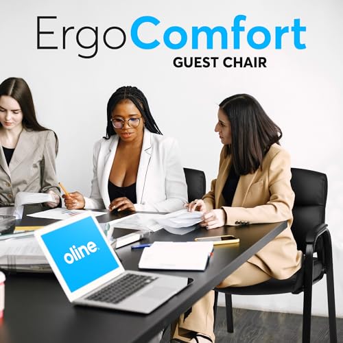 Oline Leather Guest Chair with Padded Arms, Reception Meeting Conference Waiting Room Lobby Home Desk Big and Tall Executive Office Chair, Black (2 Pack)