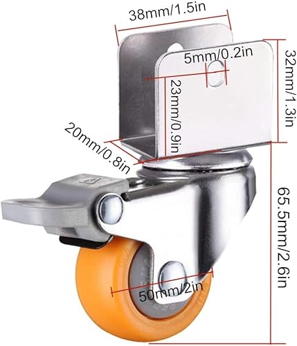 MXXADHPL Office castors 50mm Small Nylon Wheels,2inch Caster Wheels with Safety Dual Locking