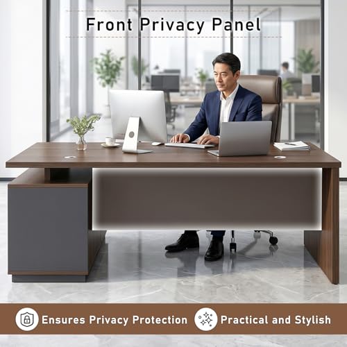 WYBFCWY Executive Office Desk with Storage Cabinet,Large Computer Desk for Home Office,Boss Table,Business Workstation,Modern Manager Desk for Manager,Employee,Home Office