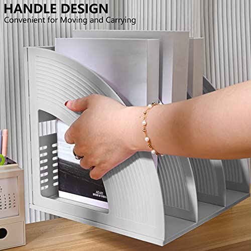 VRFTGHYJU A4 File Holder Desk Organizer - Compartmentalized Document Divider & Bookends, for Home Office Organization(Grey,3 Compartments)