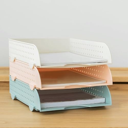 Yinj1835hh File holder File Tray Bedroom Study Desk Storage Rack Office Book Organizing Basket Office(White)
