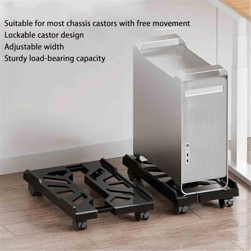 JHDDIA Extendable Computer Tower Stand Home Use Office Movable Pc Cart with Wheels Lockable Desktop Pc Stand for Students(White-A)