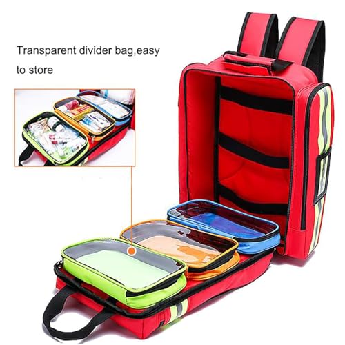YUSIWOAL First Aid Kit Bag, Medical Emergency Bag, Reflective Design at Night, for EMT, Nurses, Tactical Medics, Home Care,Green(Blue)