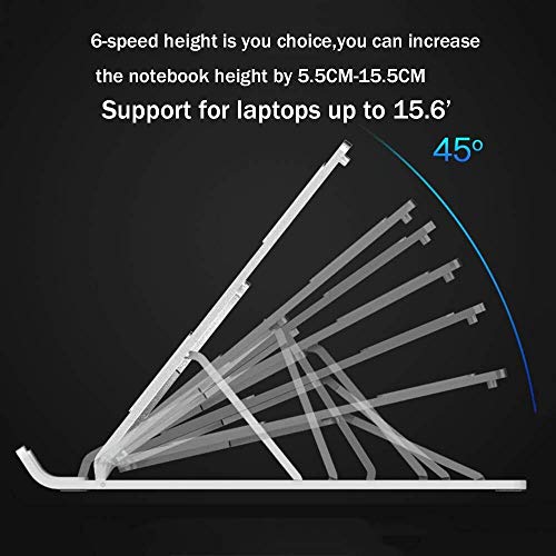 YRJFUT Laptop Stand Portable 6 Heights Adjustable Aluminum Desktop Ventilated Cooling Holder Folding