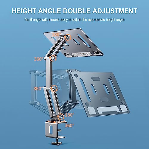 Book Stand for Reading with Clamp, Hands Free Book Holder Stand, Angle Adjustable, Ergonomic Design, Portable, Foldable, Elastic Book Holder, for Projector, Online Learning, Home Offi(Color:Silver-02)